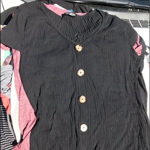 Black button up tee